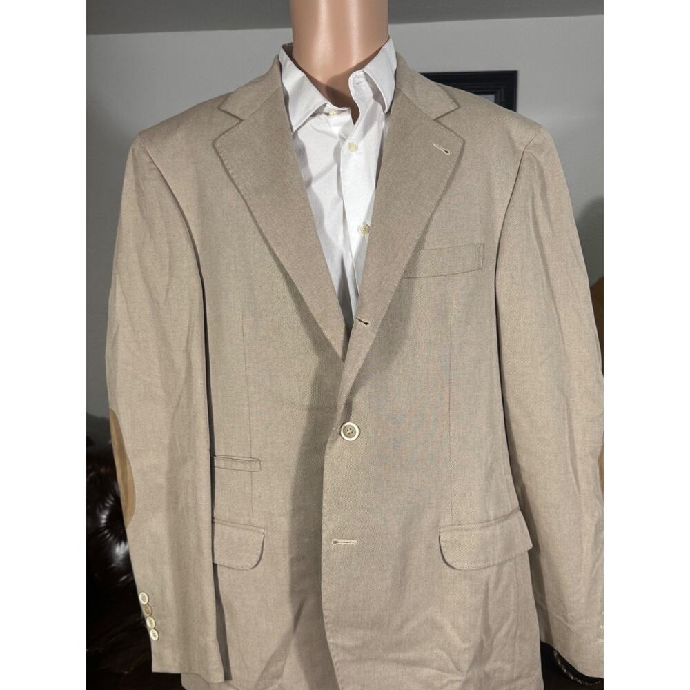 Brunello Cucinelli Beige Tan Cotton Suede Jacket Blazer 54IT 44R US Men's Suit